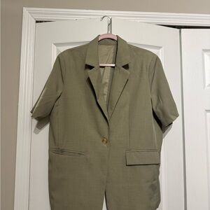 Olive Green Short Sleeve Blazer